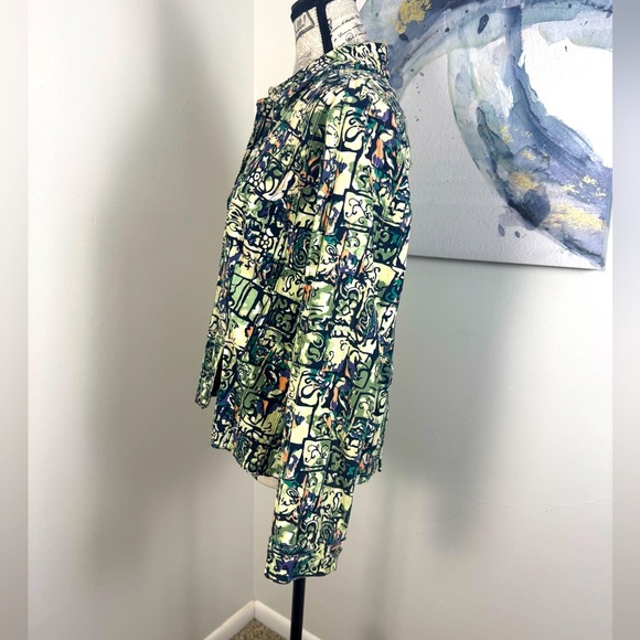 Christopher & Banks Multicolor Abstract Button Down, Two Side pocket Shirt Siz M - Picture 6 of 10